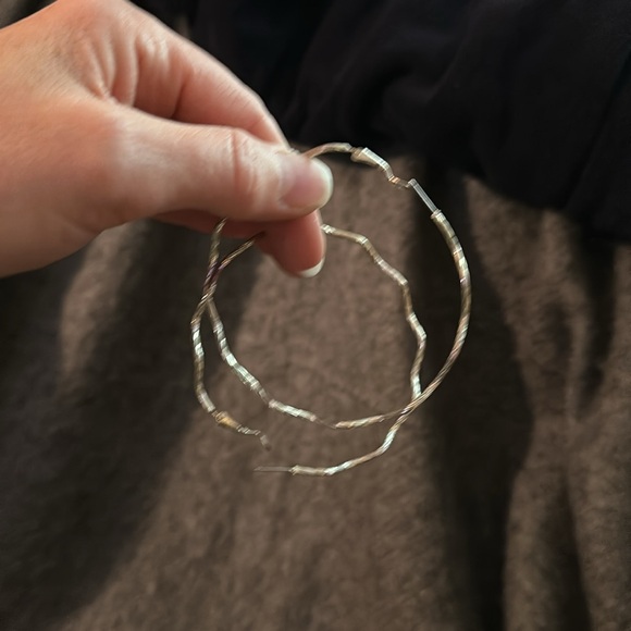 Vintage Brutalist Silver Tone Abstract Hoop Earring Lot Set 8 Pairs 1.5 to 2.5” - Picture 5 of 10